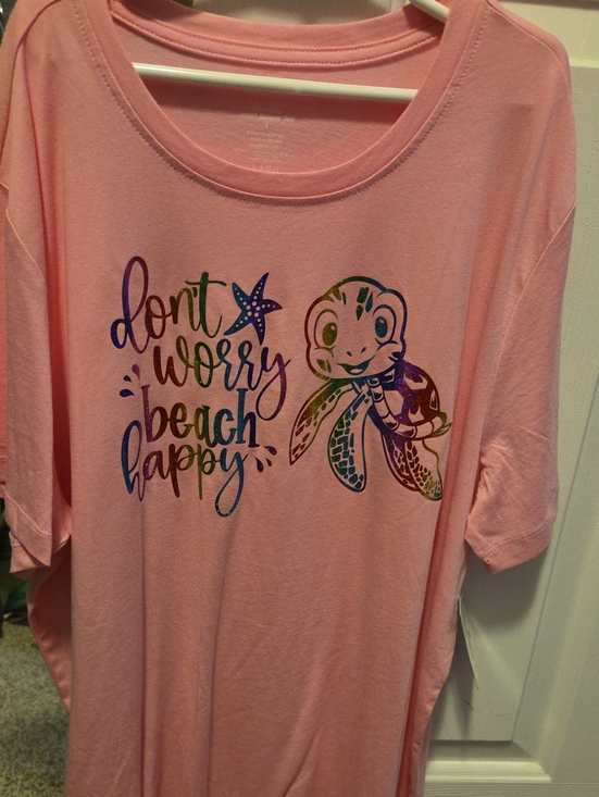 Member's Mark Tops - Don't Worry Beach Happy Short Sleeve Tee - Pink